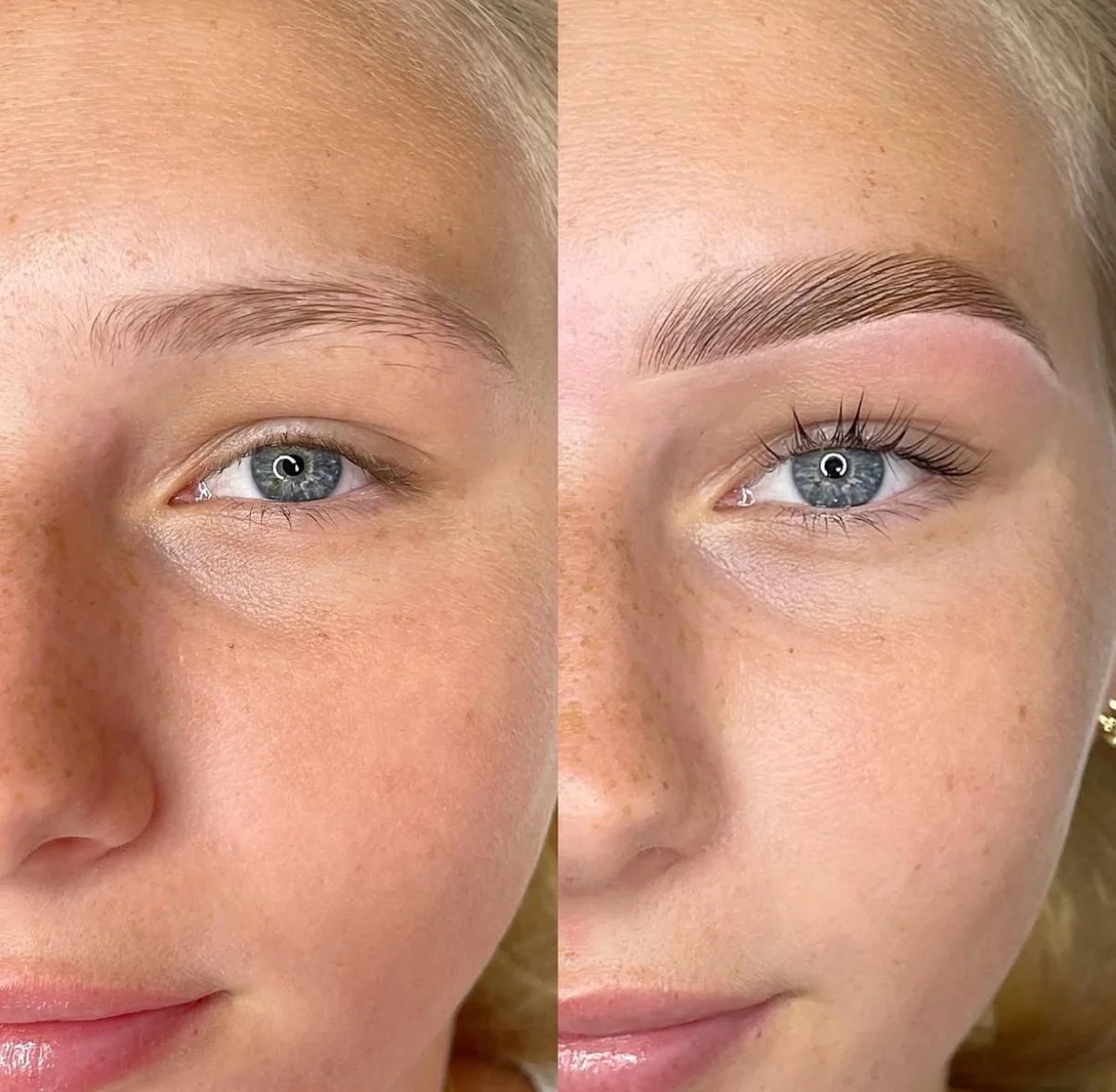 Brow lamination before and after at Maison Montclair