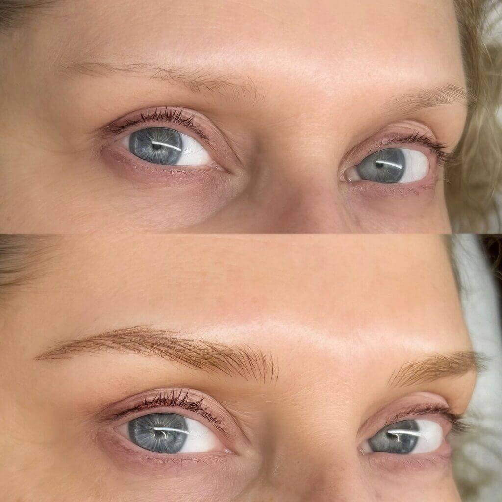 Healed nano brows cosmetic tattoo at Maison Montclair