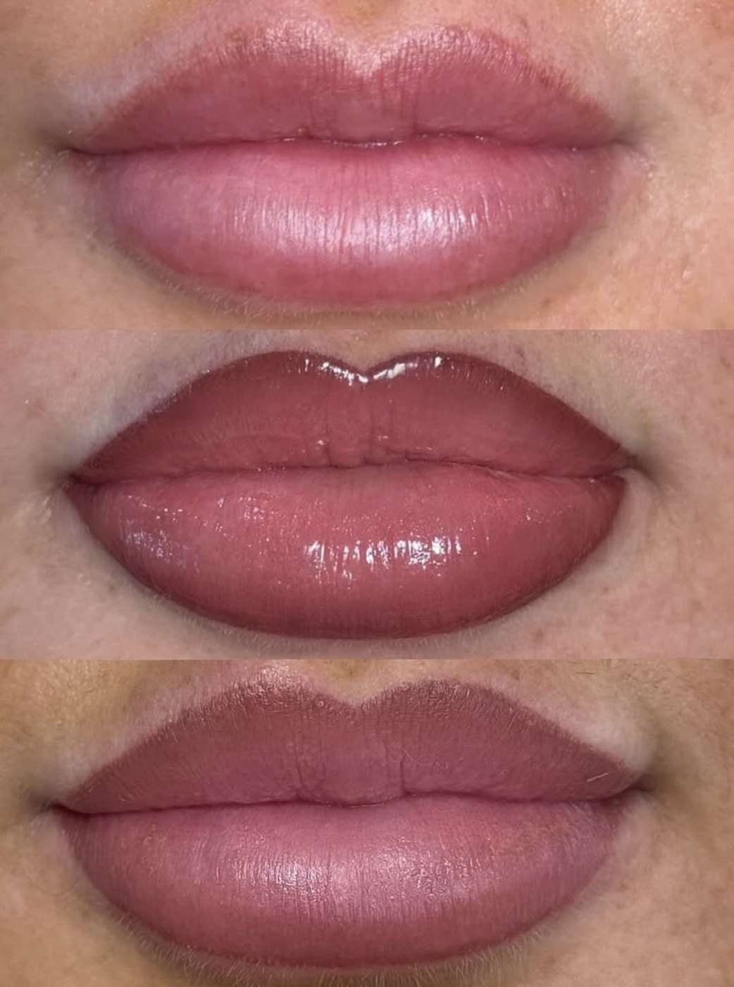 Healed lip blush cosmetic tattoo at Maison Montclair